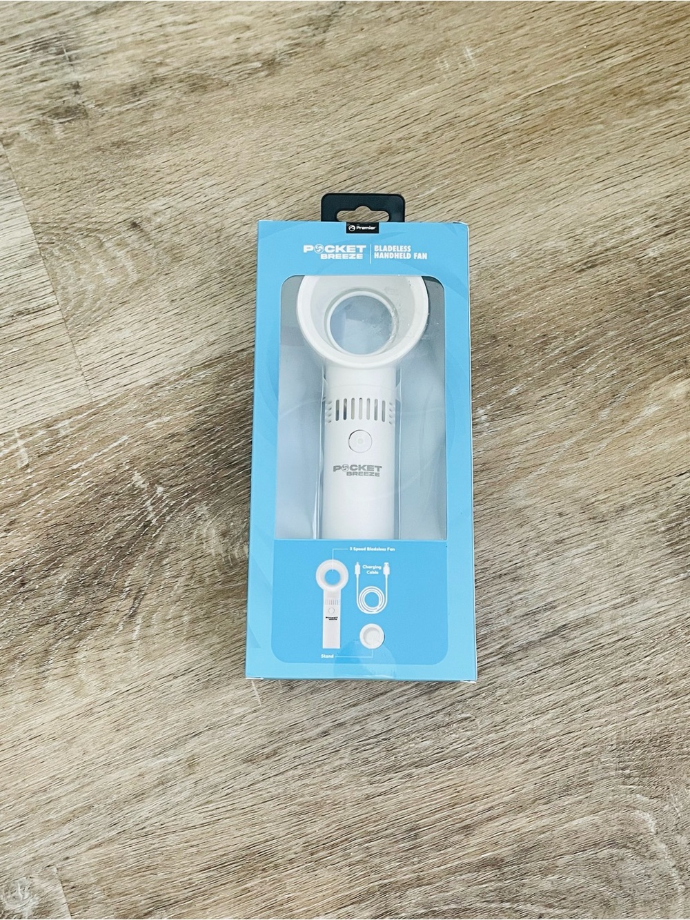 Premier Pocket Breeze Bladeless Handheld Fan White Rechargeable